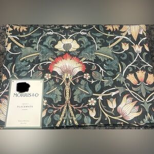 William Morris & Co 4 LODDEN DARK GREEN PLACEMATS Floral Thanksgiving 13" x 19"